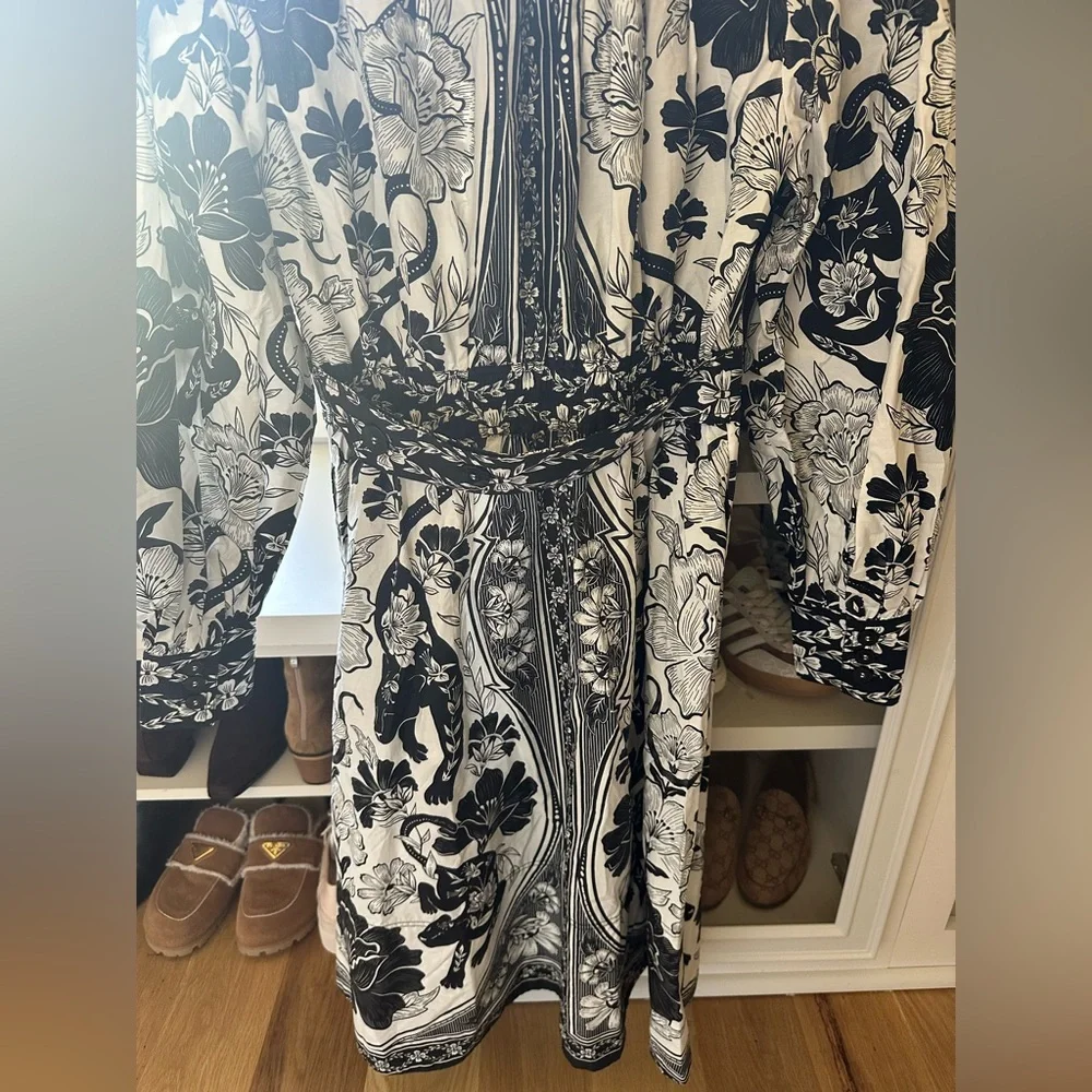 Farm Rio Flower Leopards Collared Midi Dress - NWT - Picture 7 of 7